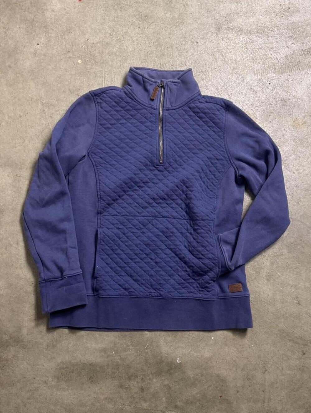L.L. Bean Quilted Quarter Zip Pullover Sweatshirt Blue Size S